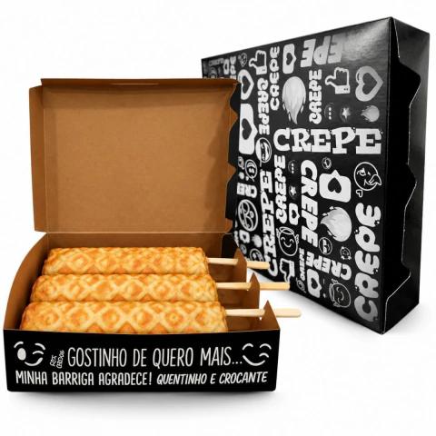 Embalagem Delivery para Crepe Suíço no Palito | Emoji Black - Pct C/50 und