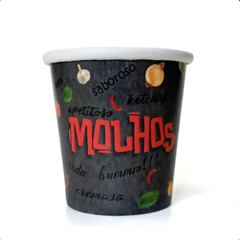 Copo de Papel Biodegradável Para Molhos | 50 ml - Preto - Pct C/ 70 und