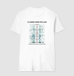 Camiseta Genética Forense - Os 13 Marcadores CODIS (Perfil de DNA) | Moda Científica - loja online