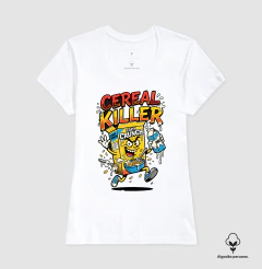 Camiseta Algodão Peruano Cereal Killer: Trocadilho de Cereal - Pop Art HQ - Pulsão | Moda Intelectual