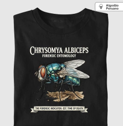 Camiseta Algodão Peruano Entomologia Forense - Chrysomya Albiceps (Est. Time of Death) | Graphic Tee - comprar online