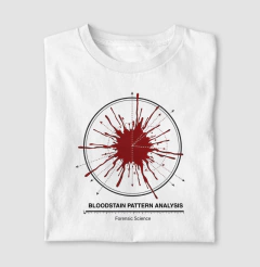 Camiseta Perícia Forense - Diagrama Direcional de Sangue (BPA) | Coleção True Crime - comprar online