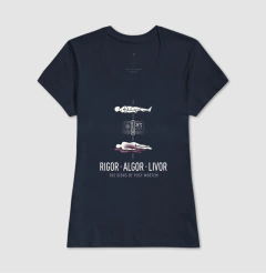 Camiseta Tríade Post Mortem (Rigor, Algor, Livor) | Coleção Forense - comprar online
