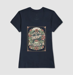 Camiseta "Fueled By Therapy & Coffee" | O Combustível do Autocuidado - loja online