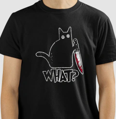 Camiseta Gato "What?" | O Suspeito Sem Remorso