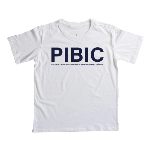 Camiseta Infantil Vida Acadêmica - PIBIC (Iniciação Científica) | Tipografia Minimalista