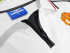 Camisa Retrô Manchester United Manga Longa 1998/1999 Branca - 88 Import