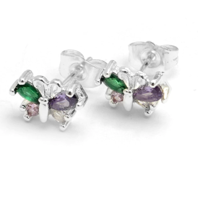 Aros Mariposa Con Cubic Multicolor 1Cm