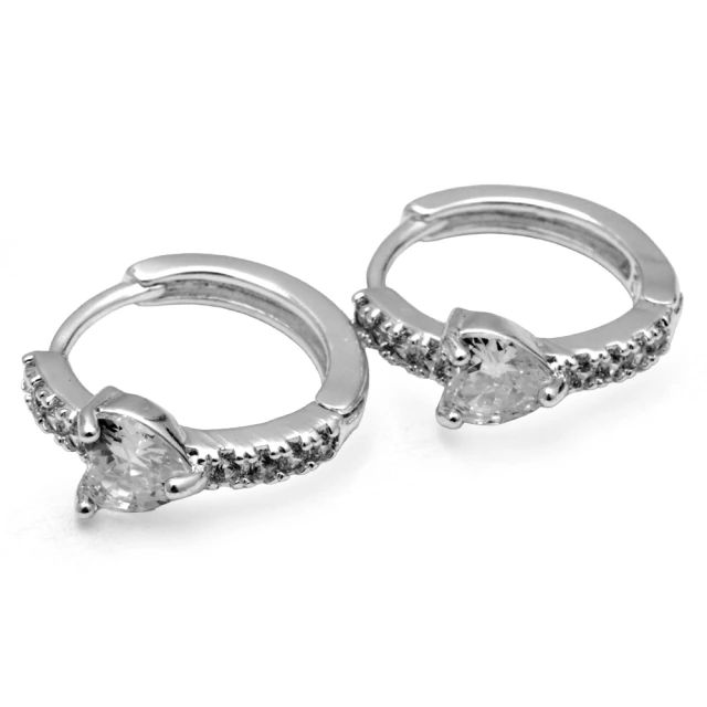Aros Cubano Italiano Corazón Con Cubic 1,6Cm