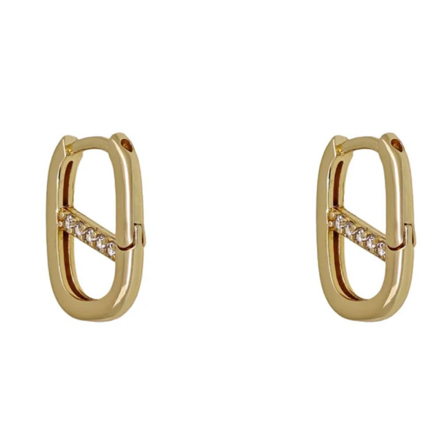 Aros Dorados Cubano Italiano Clip Con Cubic 1,8Cm