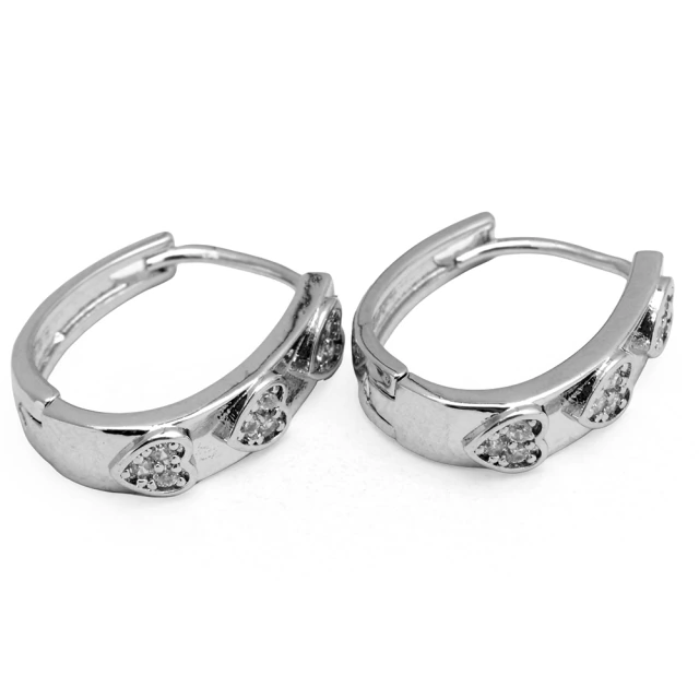 Aros Cubano Italiano Oval Con Corazón Cubic 1,5Cm