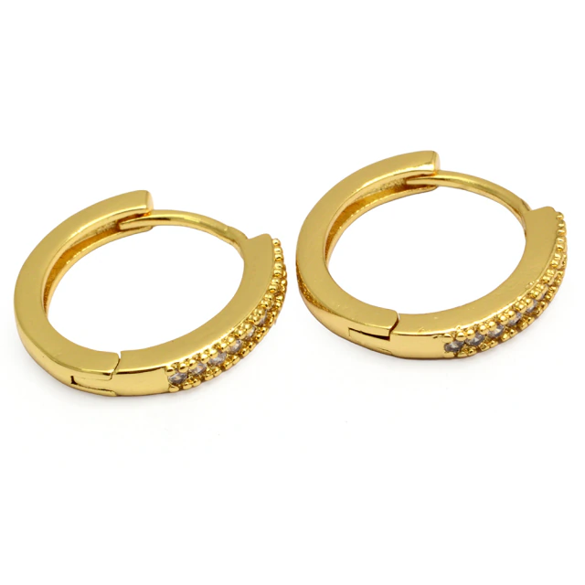 Aros Dorados Cubano Italiano Con Cubic 1,3Cm
