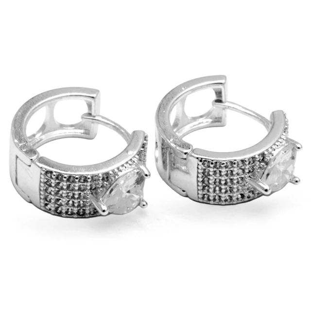 Aros Cubano Italiano Corazón Con Cubic 1,6Cm