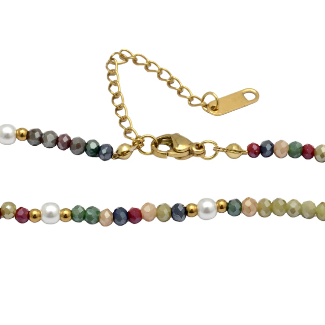 Conjunto Dorado Cristales Multicolor Con Bolitas 40 A 45Cm