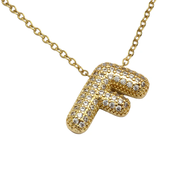 Conjunto Dorado Letra F Con Micropave 45 A 50Cm