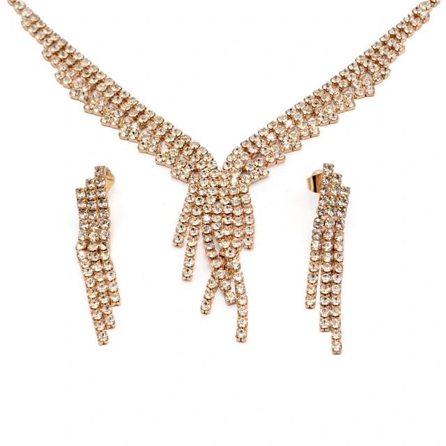 Set Aros Y Conjunto Gargantilla Dorado Fiesta