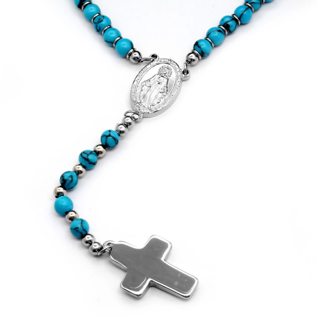 Rosario Howlite Turquesa Medalla Milagrosa 5Mm 45Cm