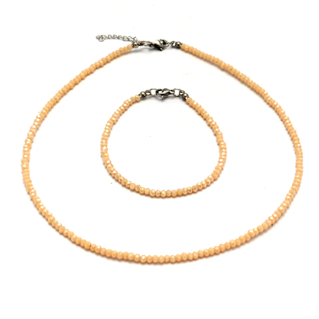 Set X2: Conjunto Y Pulsera Cristal Ámbar 40 A 45Cm