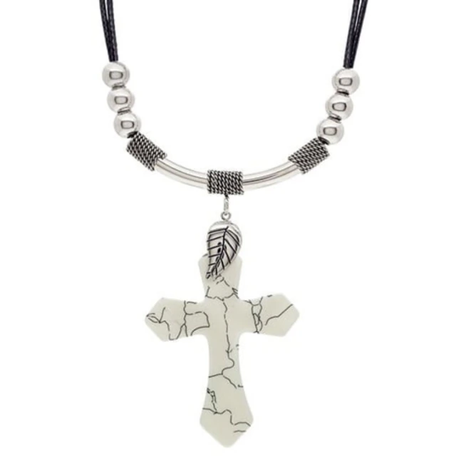 Conjunto Cruz Howlite Blanco 40 A 45Cm