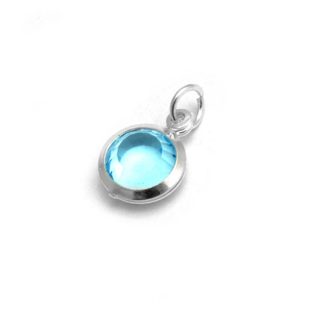 Dije Circulo Cristal Turquesa 6Mm