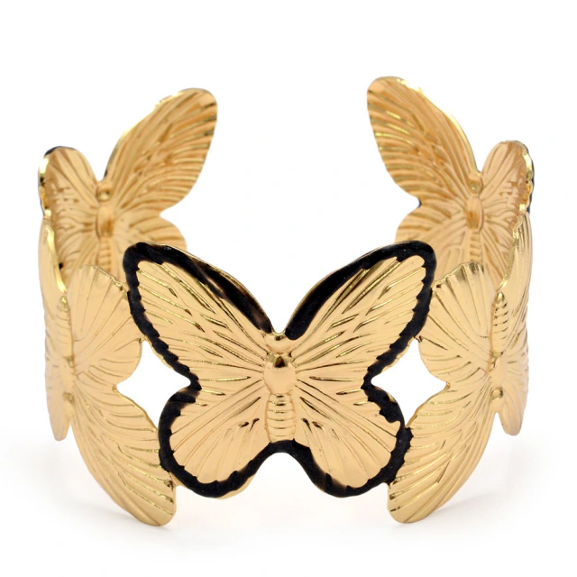 Esclava Dorada Mariposa Con Borde Negro - Semi Abierta