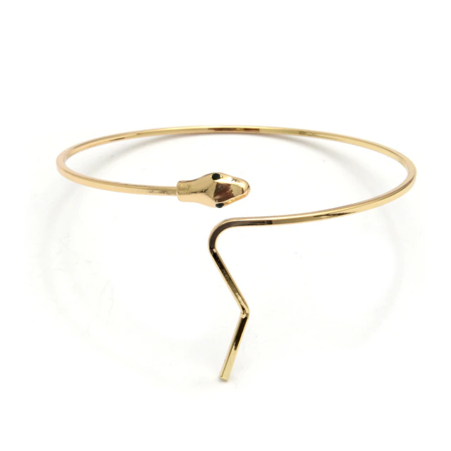 Brazalete Dorado Cobra Con Cubic Verde 8,5Cm