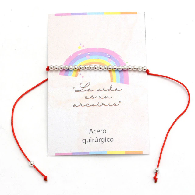 Pulsera Hilo Rojo Y Bolitas - Regulable
