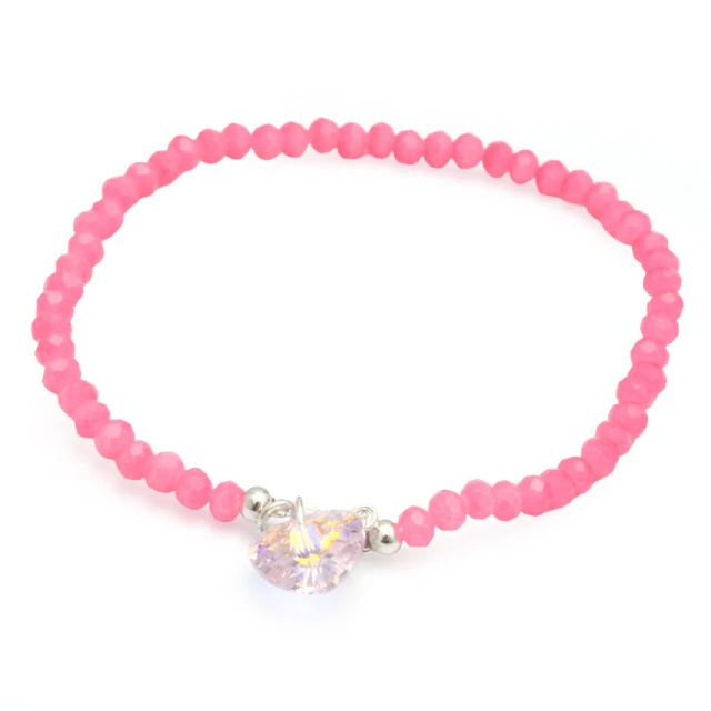 Pulsera Corazón Fucsia Con Corazón 18Cm