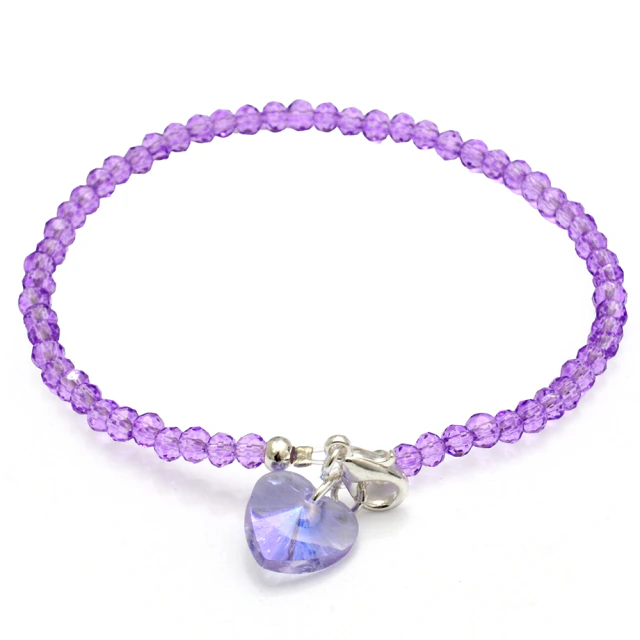Pulsera Cristal Violeta Corazón 18Cm