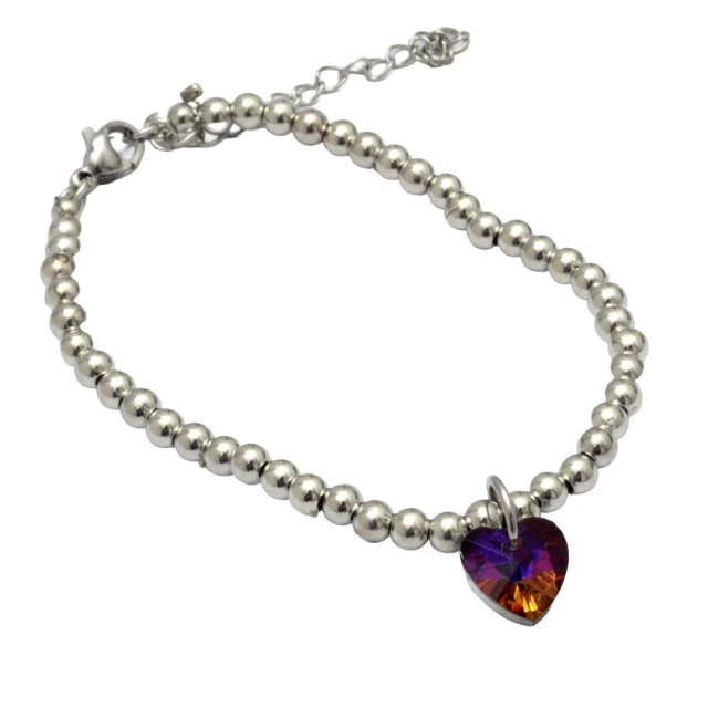 Pulsera Corazón Fucsia Tornasol 18 A 20Cm