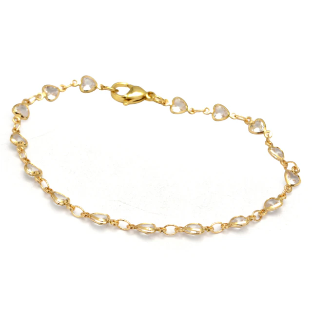 Pulsera Dorada Corazones Cristal 18Cm