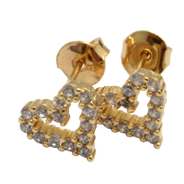 Aros Corazón Calado Con Cubic 8Mm