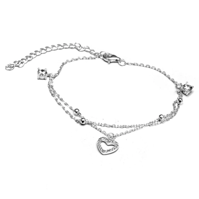 Pulsera Corazon Con Cubic Y Punto De Luz 18 A 20Cm