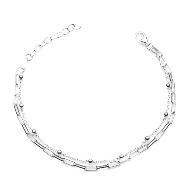 Pulsera Long Chain Y Bolitas 17 A 20Cm