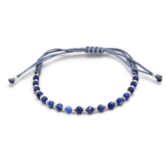 Pulsera Hilo Azul Con Cristales - Regulable