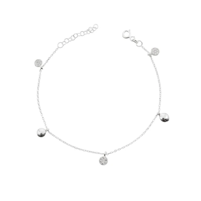Pulsera Circulos Liso y Cubic 18 A 20Cm