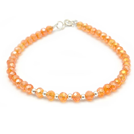 Pulsera Cristal Naranja Con Mix Bolitas 18Cm