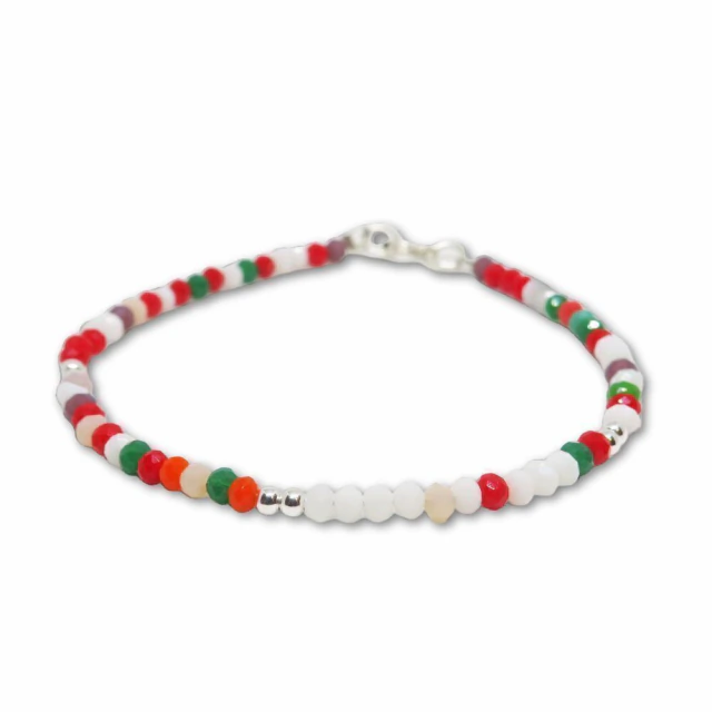 Pulsera Cristales Multicolor Y Bolitas 18Cm