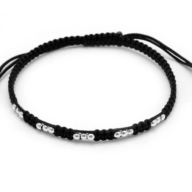 Pulsera Hilo Negro Con Bolitas - Regulable