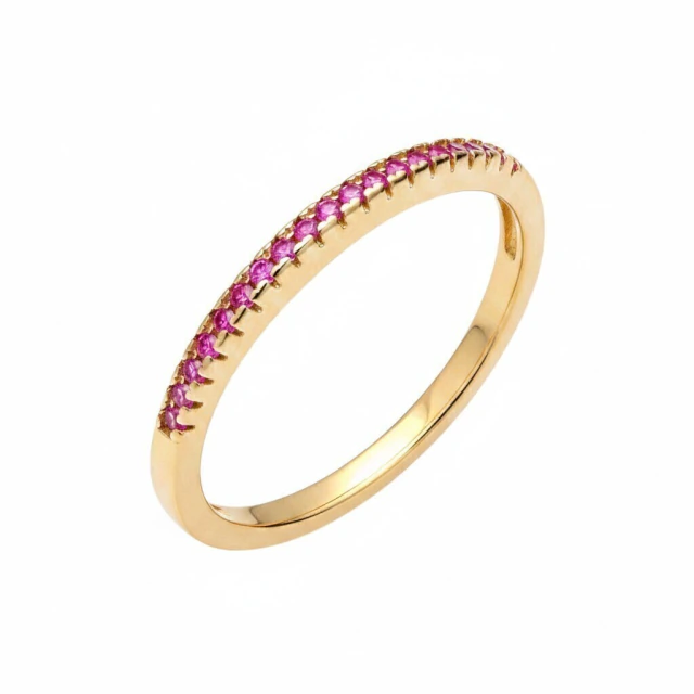 Anillo Medio Sin Fin Con Cubic Fucsia