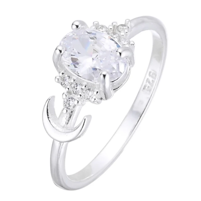 Anillo Luna Con Cubic Ovalado