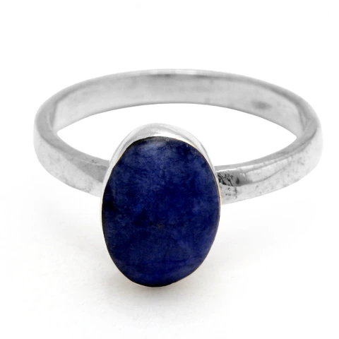Anillo Plata Peruana Oval Azul