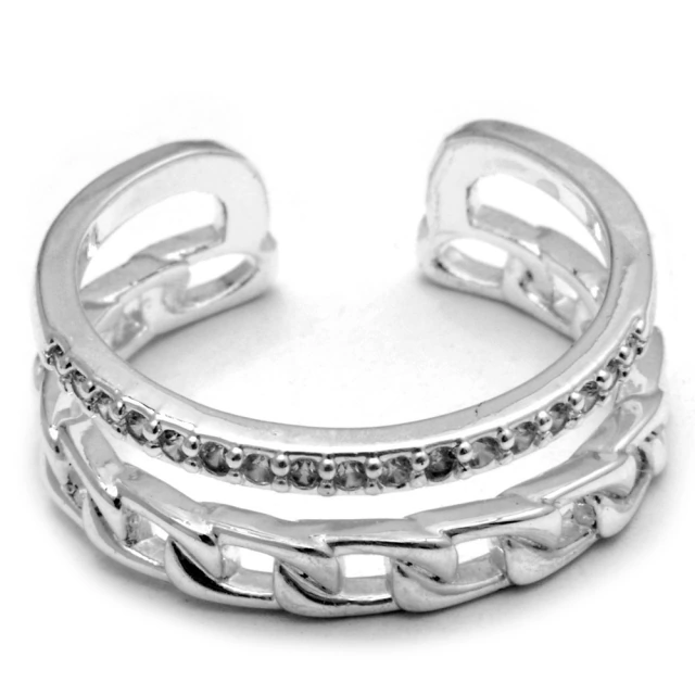Anillo Doble Con Cadena Y Cubic