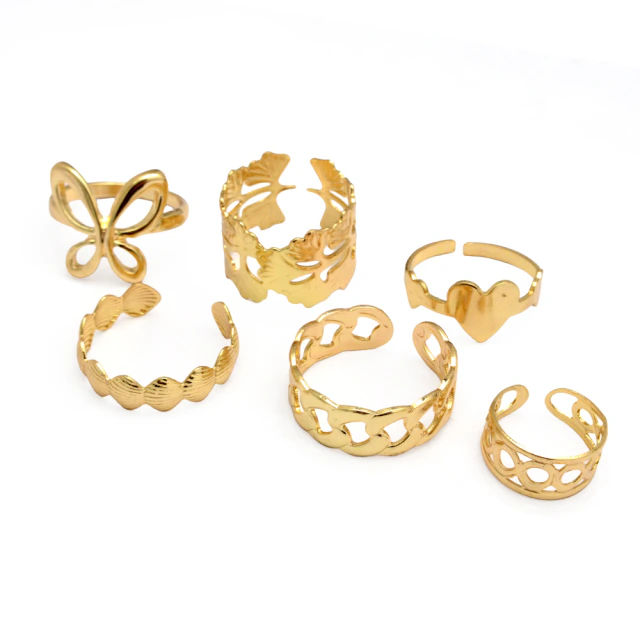 Pack X6: Anillo Dorado Surtido