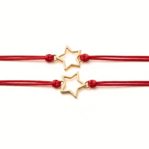 Pack X2: Pulsera Hilo Rojo Con Estrella Dorado - Regulable