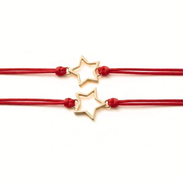 Pack X2: Pulsera Hilo Rojo Con Estrella Dorado - Regulable
