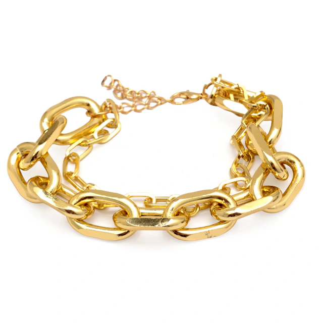 Pulsera Dorada Eslabon Combinada 18 a 20cm