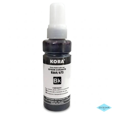 Tinta Preta Kora L664 100ml para Impressão