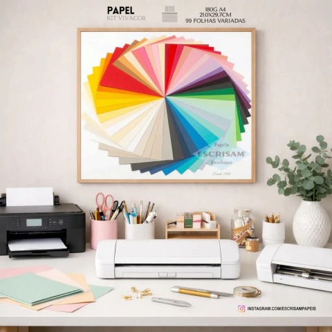 Kit Papel Vivacor 33 Cores A4 180g 99 Folhas