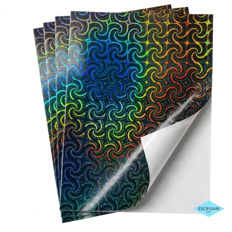 Vinil Adesivo Jato de Tinta Holográfico Espiral A4 10 Folhas
